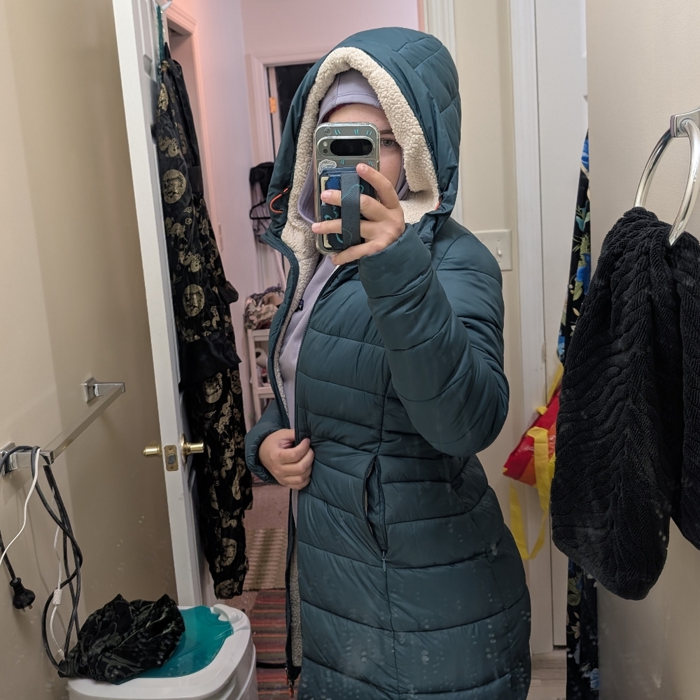 Save The Duck Puffer Long Jacket, Teal Blue Green Women's Winter Coat - Picture 13 of 16